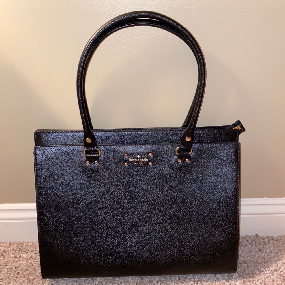 Kate Spade black leather tote bag